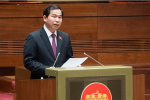 Chủ nhiệm Ủy ban Tài chính - Ngân sách Lê Quang Mạnh trình bày báo cáo thẩm tra.