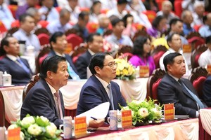 Thủ tướng Phạm Minh Chính dự Hội nghị công bố Quy hoạch và xúc tiến đầu tư nông nghiệp, thương mại, du lịch tỉnh Vĩnh Long. Ảnh: Trung Phạm