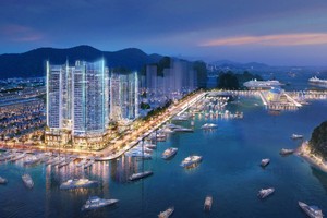 Khung cảnh sầm uất của Thương cảng Vân Đồn trong tương lai với điểm nhấn là dự án Crystal Holidays Harbour Vân Đồn, cung cấp hơn 2.000 phòng khách sạn và căn hộ du lịch “Resort apartment” tiêu chuẩn 5 sao quốc tế