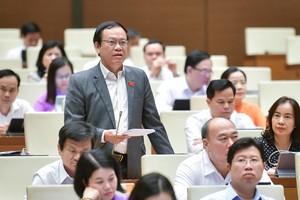 Đại biểu Vũ Trọng Kim tranh luận trên Hội trường Quốc hội trong phiên làm việc sáng 29/5.