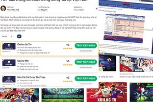 Quảng cáo trực tuyến cá độ bóng đá lan tràn trên các trang mạng