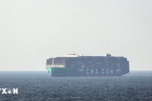 Tàu chở hàng di chuyển trên Biển Đỏ. (Ảnh minh họa. IRNA/TTXVN)