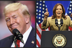 Ứng cử viên tổng thống đảng Cộng hòa, cựu Tổng thống Mỹ Donald Trump (bên trái) và ứng cử viên tổng thống đảng Dân chủ, Phó Tổng thống Mỹ Kamala Harris. Ảnh cắt từ clip của Reuters