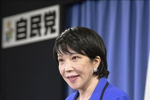 Bà Sanae Takaichi phát biểu tại cuộc họp báo ở Tokyo ngày 9/6/2022. Ảnh tư liệu: Kyodo/TTXVN