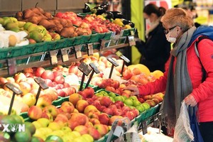 Người dân mua sắm tại siêu thị ở Vienna, Áo. (Ảnh: AFP/TTXVN)