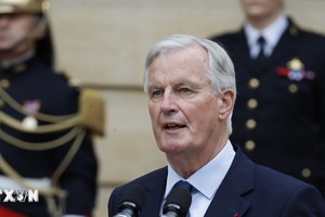 Tân Thủ tướng Pháp Michel Barnier phát biểu tại lễ nhậm chức ở Paris ngày 5/9/2024. Ảnh: THX/TTXVN