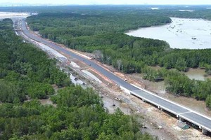 Tuyến đường dẫn vào cảng Phước An đi qua nhiều vùng đất yếu nên phải xây dựng cầu cạn 