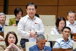 Đại biểu Nguyễn Công Long phát biểu tại hội trường. 