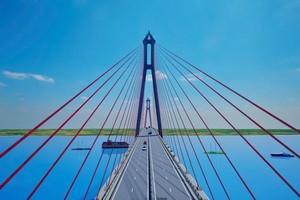 Phối cảnh cầu dây văng Đại Ngãi 1 - cầu dây văng có nhịp dầm thép lớn nhất Việt Nam. 