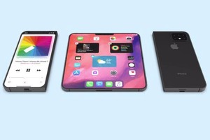 Một concept iPhone gập tương tự Samsung Galaxy Fold. Ảnh:Techeblog 