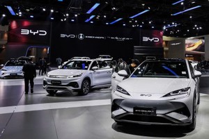 Xe điện BYD được trưng bày tại Triển lãm ô tô quốc tế Bangkok. Ảnh: Reuters