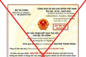 Một văn bản giả mạo con dấu, chữ ký của Bộ trưởng Bộ Tài chính.