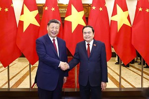 Tổng Bí thư, Chủ tịch nước Trung Quốc Tập Cận Bình và Chủ tịch Quốc hội Trần Thanh Mẫn. Ảnh: Quốc hội 