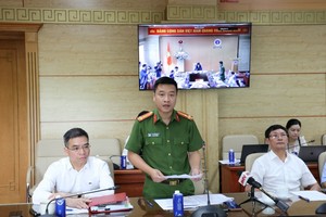 Đại diện Bộ Công an phát biểu tại Hội nghị. 