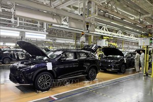 Dây chuyền sản xuất ô tô xuất khẩu của Công ty TNHH Kaiyi Auto, thành phố Nghi Tân, tỉnh Tứ Xuyên (Trung Quốc). Ảnh: Công Tuyên/PV TTXVN tại Trung Quốc