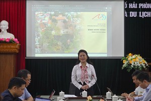 Bà Trần Thị Hoàng Mai, Giám đốc Sở Văn hóa, Thể thao và Du lịch Hải Phòng phát biểu tại cuộc họp