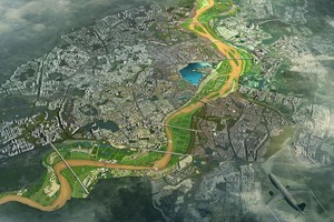 Phối cảnh minh họa tổng thể phân khu đô thị sông Hồng. Ảnh: VQH XD Hà Nội