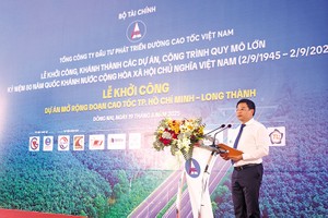 Bộ trưởng Bộ Tài chính Nguyễn Văn Thắng phát biểu tại Lễ khởi công tuyến đường bộ chính yếu kết nối trung tâm TP.HCM với sân bay Long Thành 