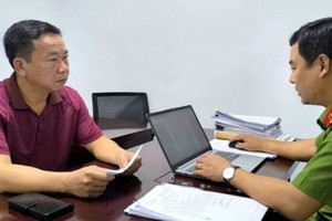 Bị can Nguyễn Văn San tại cơ quan công an. Ảnh: Công an tỉnh Bắc Ninh