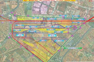 Bố trí tổng thể mặt bằng tổ hợp ga đường sắt Ngọc Hồi - TP. Hà Nội. 