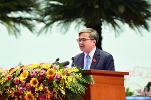 Phó Chủ tịch UBND Thành phố Hà Nội Trương Việt Dũng trình bày tham luận tại Đại hội.