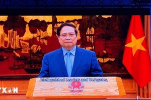 Thủ tướng Chính phủ Phạm Minh Chính gửi thông điệp tới hội nghị. (Ảnh: TTXVN).