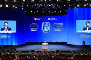 Đại tướng Lương Tam Quang, Bộ trưởng Bộ Công an phát biểu bế mạc. Ảnh: Tuấn Anh - TTXVN.