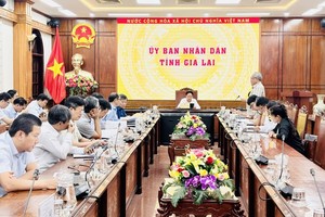 Ông Phạm Anh Tuấn, Chủ tịch UBND tỉnh Gia Lai chủ trì đối thoại với một số doanh nghiệp trên địa bàn tỉnh nhằm tháo gỡ khó khăn, thúc đẩy môi trường đầu tư kinh doanh vào ngày 24/10/2025. Ảnh: Hoàng Thảo.