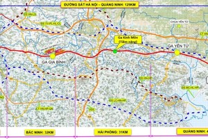 Hướng tuyến đường sắt tốc độ cao Hà Nội - Quảng Ninh.