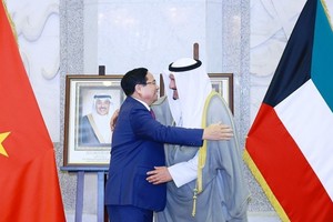 Thủ tướng Phạm Minh Chính hội đàm với Thủ tướng Nhà nước Kuwait Sheikh Ahmad Abdullah Al-Ahmad Al - Sabah. Ảnh: Dương Giang/TTXVN.