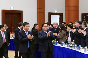 Hội nghị có sự tham dự của Thủ tướng Chính phủ Phạm Minh Chính, Phó Thủ tướng Chính phủ Hồ Đức Phớc và Phó Thủ tướng Chính phủ Nguyễn Chí Dũng. Ảnh: Đức Thanh.