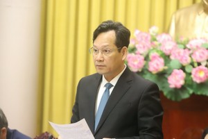 Phó chánh án Tòa án Nhân dân Tối cao Nguyễn Văn Tiến giới thiệu điểm mới của Luật - Ảnh TT 