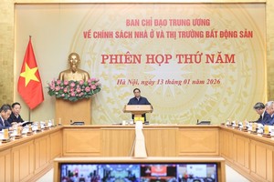 Thủ tướng Chính phủ Phạm Minh Chính chủ trì cuộc họp của Ban Chỉ đạo Trung ương về chính sách nhà ở và thị trường bất động sản. Ảnh: VGP.