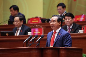 Chủ tịch UBND TP.HCM Nguyễn Văn Được trình bày tham luận - Ảnh: TTXVN 