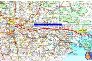 Bản đồ hướng tuyến đường sắt tốc độ cao Hà Nội - Quảng Ninh. 