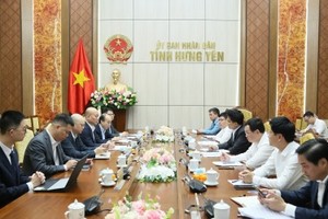 Toàn cảnh buổi làm việc của UBND tỉnh Hưng Yên và Hiệp hội Đầu tư Trung Quốc. 