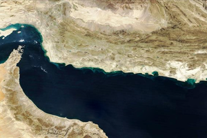 Hình ảnh từ vệ tinh Terra của NASA về eo biển Hormuz.