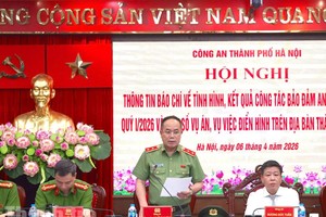 Trung tướng Nguyễn Thanh Tùng, Giám đốc Công an TP. Hà Nội phát biểu khai mạc hội nghị.