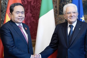 Chủ tịch Quốc hội Trần Thanh Mẫn hội kiến Tổng thống Italia Sergio Mattarella.