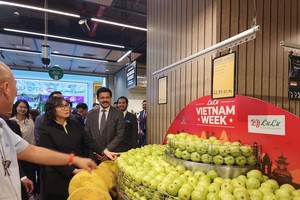 Các loại trái cây tươi của Việt Nam được trưng bày tại chuỗi siêu thị Lulu tại Dubai.