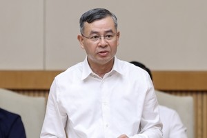 Bộ trưởng Bộ Tài chính Ngô Văn Tuấn báo cáo tại Phiên họp - Ảnh: VGP.