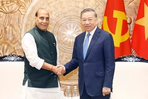 Tổng Bí thư, Chủ tịch nước Tô Lâm tiếp Ngài Rajnath Singh, Bộ trưởng Bộ Quốc phòng Ấn Độ. (Ảnh: Thống Nhất/TTXVN)