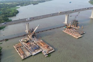 Thi công xây dựng cầu Long Thành 2. 