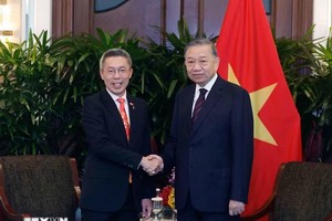 Tổng Bí thư, Chủ tịch nước Tô Lâm tiếp ông Jonathan Yap, Tổng giám đốc Tập đoàn CapitaLand. (Ảnh: Thống Nhất/TTXVN)