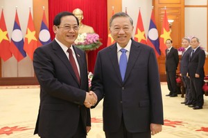 Tổng Bí thư, Chủ tịch nước Tô Lâm tiếp Thủ tướng Lào Sonexay Siphandone. Ảnh: Đức Thanh.