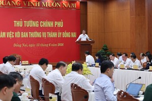 Thủ tướng Lê Minh Hưng phát biểu chỉ đạo tại buổi làm việc với Thành ủy Đồng Nai chiều 13/6 - Ảnh: VGP