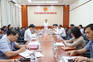 Phó Chủ tịch UBND tỉnh Quảng Trị Hoàng Xuân Tân chủ trì buổi làm việc. Ảnh: Hồng Mến