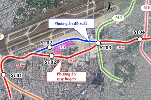 Phương án điều chỉnh hướng tuyến đi qua các nhà ga sân bay Tân Sơn Nhất - Ảnh: MAUR 