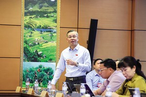 Bộ trưởng Bộ Tài chính Ngô Văn Tuấn phát biểu tại tổ thảo luận 