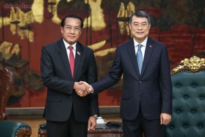 Thủ tướng Chính phủ Lê Minh Hưng đã tiếp đồng chí Vanhxay Phongsavanh - Ảnh: chinhphu.vn/Nhật Bắc
